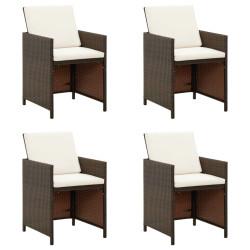 Cadeiras de jardim 4 pcs com almofadões vime PE castanho