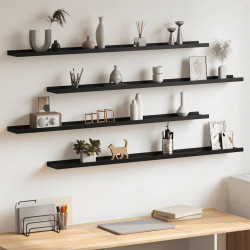 Prateleiras de parede 4 pcs 115x9x3 cm preto