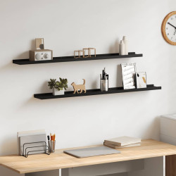 Prateleiras de parede 2 pcs 100x9x3 cm preto