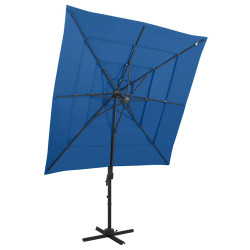 Guarda-sol 4 camadas com poste alumínio 250x250 cm azul ciano