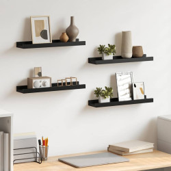 Prateleiras de parede 4 pcs 40x9x3 cm preto