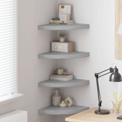 Prateleiras canto parede 4 pcs 35x35x3,8cm MDF cinzento cimento