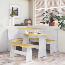 Banco de canto reine 151 cm pinho maciço castanho mel e branco