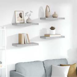 Prateleiras de parede 4 pcs 50x23,5x3,8 cm MDF cinzento-cimento