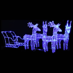 Decoração de natal renas/trenó 280x28x55 cm acrílico