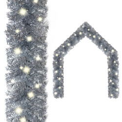Grinalda de natal com luzes LED 10 m prateado
