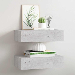 Prateleiras parede + gavetas 2 pcs MDF 40x23,5x10 cm cinza cim.