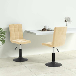 Cadeiras de jantar giratórias 2 pcs veludo cor creme