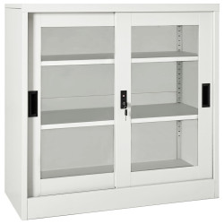 Armário com porta deslizante aço 90x40x90 cm cinzento-claro