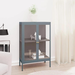Aparador 75x35x105 cm vidro e aço antracite