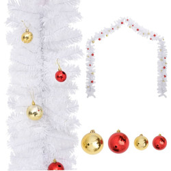 Grinalda de natal decorada com enfeites 5 m branco