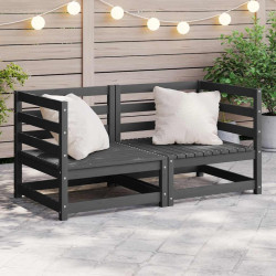 Sofás de canto para jardim 2 pcs pinho maciça cinzento