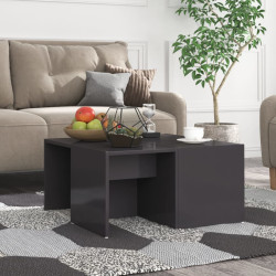 Mesas de centro 4pcs derivados de madeira cinza brilhante
