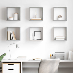 Prateleiras parede forma de cubo 6 pcs 30x15x30cm cinza cimento