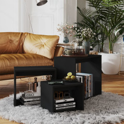 Mesas de encastrar 3 pcs contraplacado preto