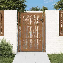 Portão de jardim 100x125 cm aço corten design bambu