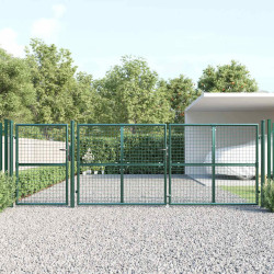Portão de jardim em tela verde 400x125 cm em aço galvanizado