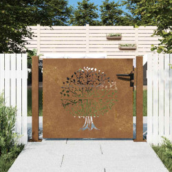 Portão de jardim 100x75 cm em aço corten com design de árvore
