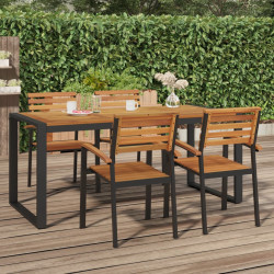 Mesa jardim c/ pernas em forma de u 180x90x75 cm acácia maciça