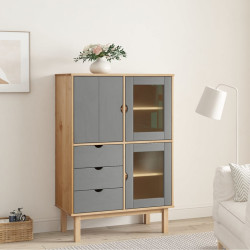 Armário alto otta 85x43x125 cm pinho maciço castanho/cinza