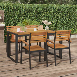 Mesa jardim c/ pernas em forma de u 140x80x75 cm acácia maciça