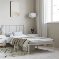 Estrutura de cama com cabeceira 100x200 cm metal branco
