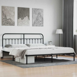 Estrutura de cama com cabeceira 200x200 cm metal preto