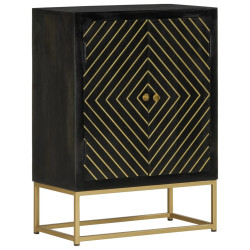 Aparador com 2 portas 55x30x75cm mangueira maciça preto/dourado