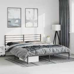 Estrutura de cama com cabeceira 193x203 cm metal preto