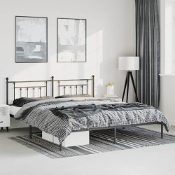 Estrutura de cama com cabeceira 193x203 cm metal preto