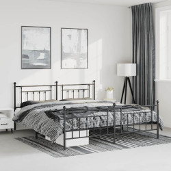 Estrutura de cama com cabeceira e pés 183x213 cm metal preto