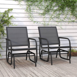 Cadeiras planadoras p/ jardim 2pcs 61x76x87 textilene/aço preto
