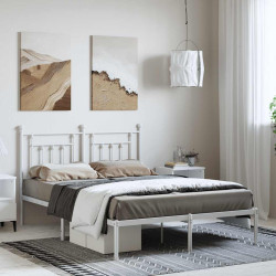 Estrutura de cama com cabeceira 150x200 cm metal branco
