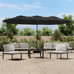 Guarda-sol de jardim com cabeça dupla 449x265 cm preto