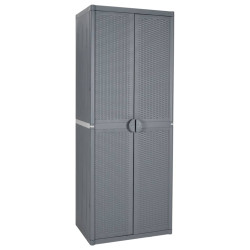 Armário de arrumação para jardim 65x45x172 cm vime PP cinzento