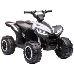 Quadriciclo elétrico para crianças de 3-5 anos veículo eléctrico a bateria 12v com 2 motores 83x53x55,5cm branco