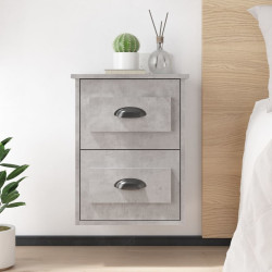 Mesa de cabeceira de parede 41,5x36x53 cm cinzento cimento