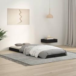 Estrutura cama de solteiro pequena 75x190 cm pinho maciço preto