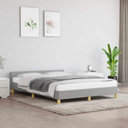 Estrutura de cama sem colchão 140x200 cm tecido cinzento-claro