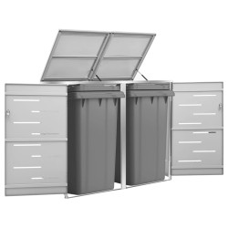Abrigo duplo para caixote do lixo 138x77,5x115 cm aço inox