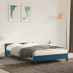 Estrutura de cama sem colchão 120x200 cm veludo azul