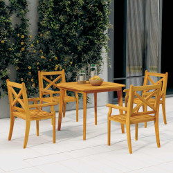 5 Pcs conjunto de jantar para jardim madeira de acácia maciça