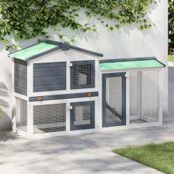 Coelheira exterior grande 145x45x84cm madeira cinzento e branco