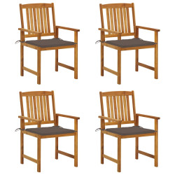 Cadeiras de jardim c/ almofadões 4 pcs madeira de acácia maciça