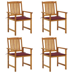 Cadeiras de jardim c/ almofadões 4 pcs madeira de acácia maciça