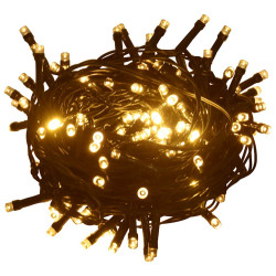 Cordão de luzes 1000 LED 100 m 8 efeitos iluminação IP44 branco quente