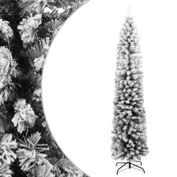 Árvore de natal artificial fina com neve 240 cm PVC verde