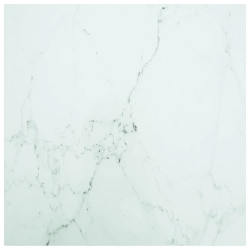 Tampo mesa 80x80 cm 6 mm vidro temperado design mármore branco