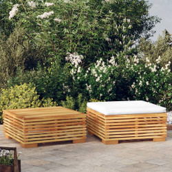 2 Pcs conjunto lounge de jardim madeira de teca maciça