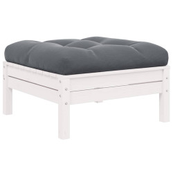 Apoio pés p/ jardim com almofadão antracite pinho maciço branco